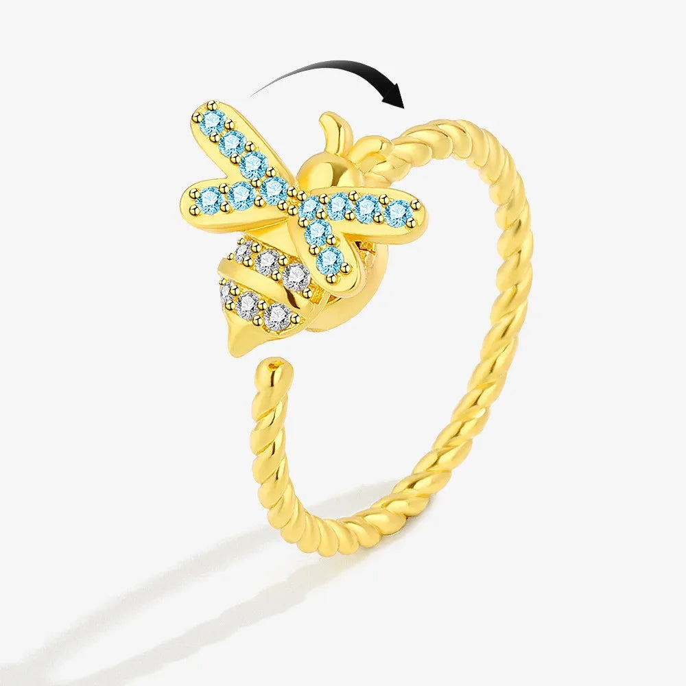 Rotating Anxiety Knuckle Ring For Women Spinner Fidgets Cute Animal Butterfly Flower Anti Stress Ring Party Jewelry Gifts Anillo