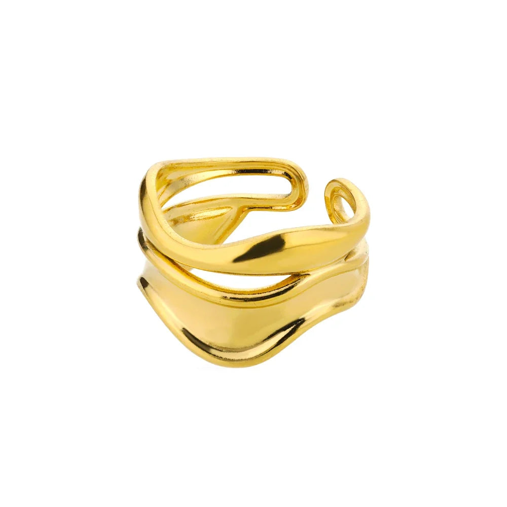 Stainless Steel Rings for Women Waterproof Open Gold Color Ring Wedding Couple Band Jewelry Gifts Free Shipping Items anillos