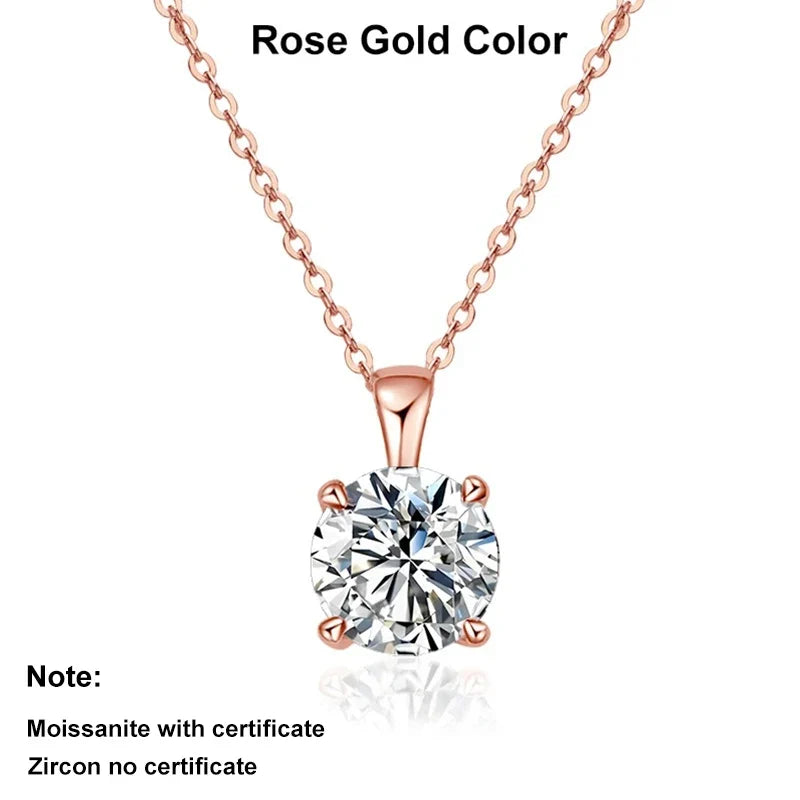 NeeTim 2ct 3ct Moissanite Necklace for Women Sterling Silver 925 with Yellow Rose White Gold Plated Lab Diamond Pendant Necklace