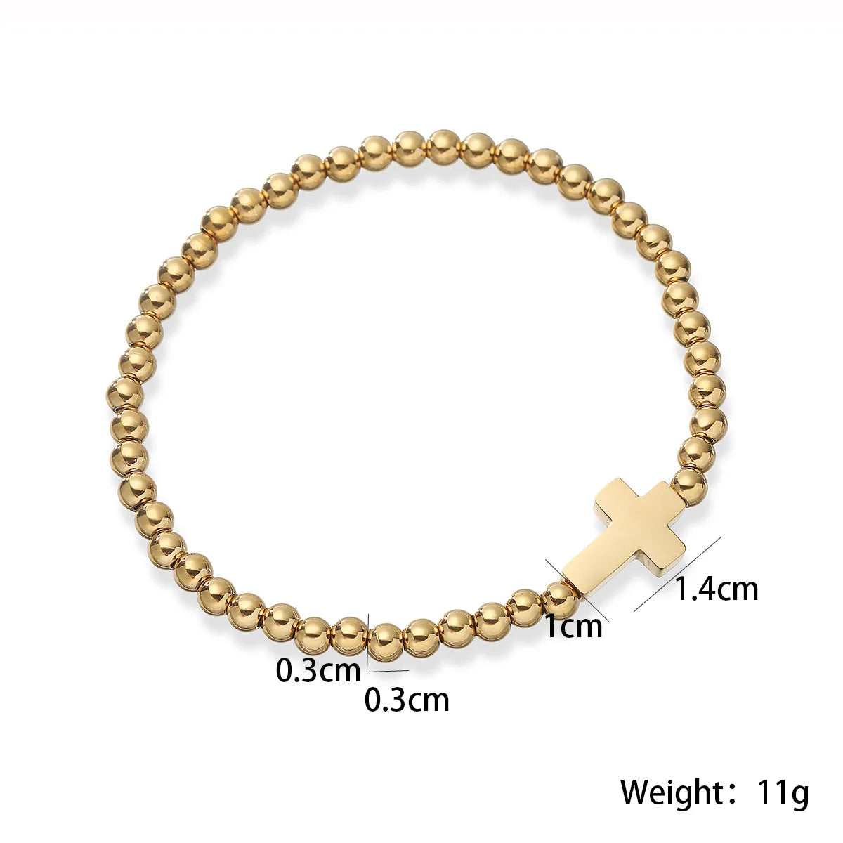 NEWBUY High Quality Non-Fading Stainless Steel Jewelry Silver/Gold Color Beads Cross Charm Bracelets For Women Men