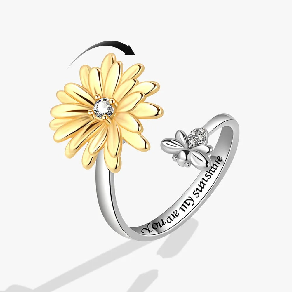 Rotating Anxiety Knuckle Ring For Women Spinner Fidgets Cute Animal Butterfly Flower Anti Stress Ring Party Jewelry Gifts Anillo