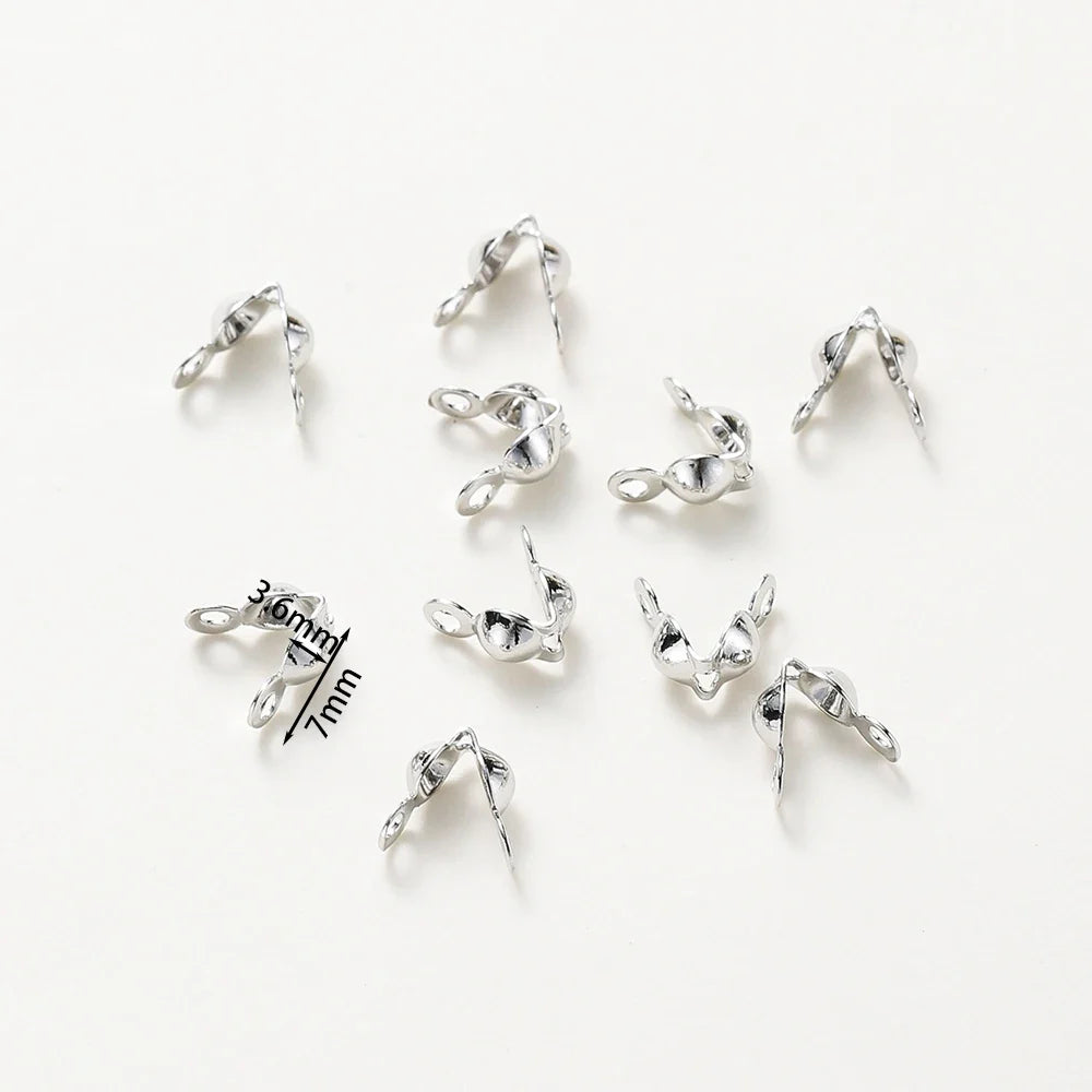 14K 18K Real Gold Plated Double Hole End Clasp Beads Open Cover Crimp Connector Beads For DIY Jewelry Making Necklace Component