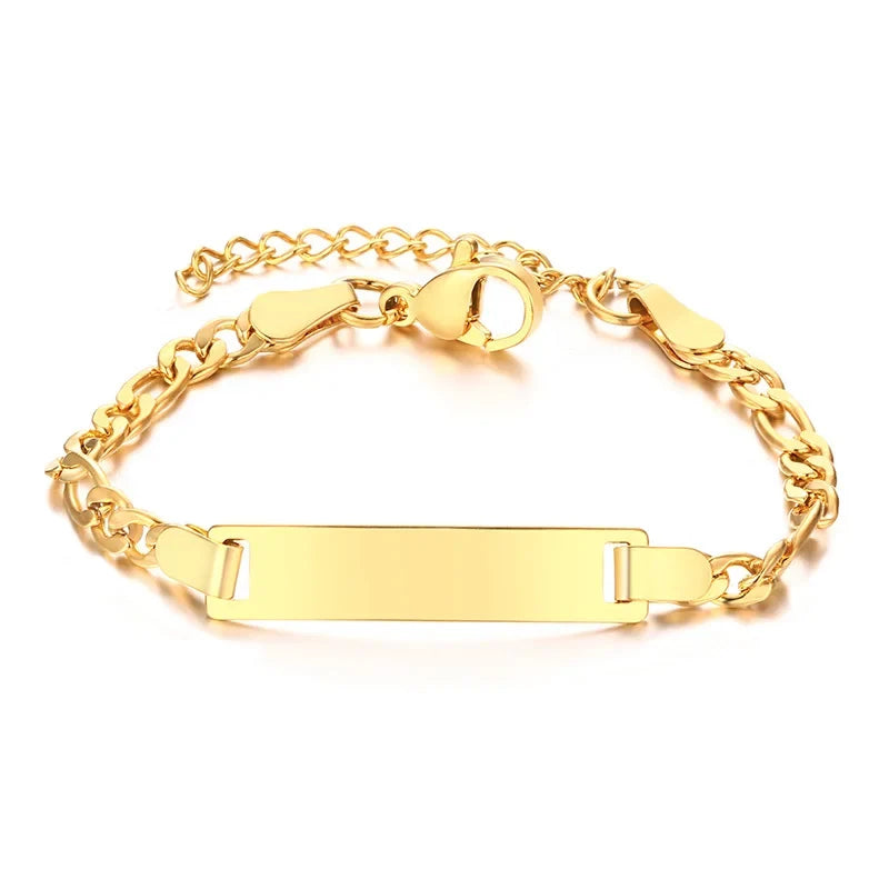 Personalized Name Bracelet With Initials for Boy Girl, Free Engraving Date ID Wristband Birthday Gift