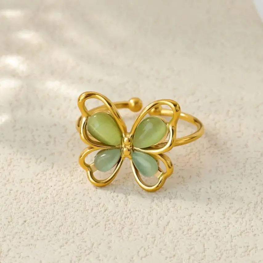 Popular Butterfly Rings For Women Gold Color Stainless Steel Geometric Opening Finger Ring Aesthetic Wedding Christmas Jewelry