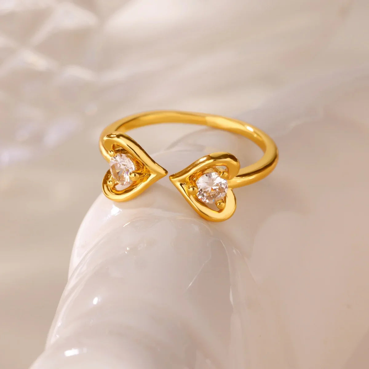 Stainless Steel Butterfly Bow Rings for Women Fashion Zircon Heart Open Ring Trendy Aesthetic Jewelry Party Wedding Gift