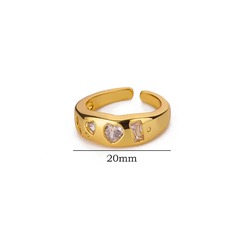 Stainless Steel Heart Zircon Rings for Women Gold Color Wedding Couple Ring Aesthetic Jewelry Accessories Gift anillos mujer