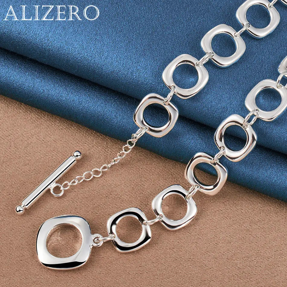 ALIZERO 925 Sterling Silver Necklace 20 inch Squares Chain Necklaces For Women Men Fashion Wedding Party Jewelry Gifts