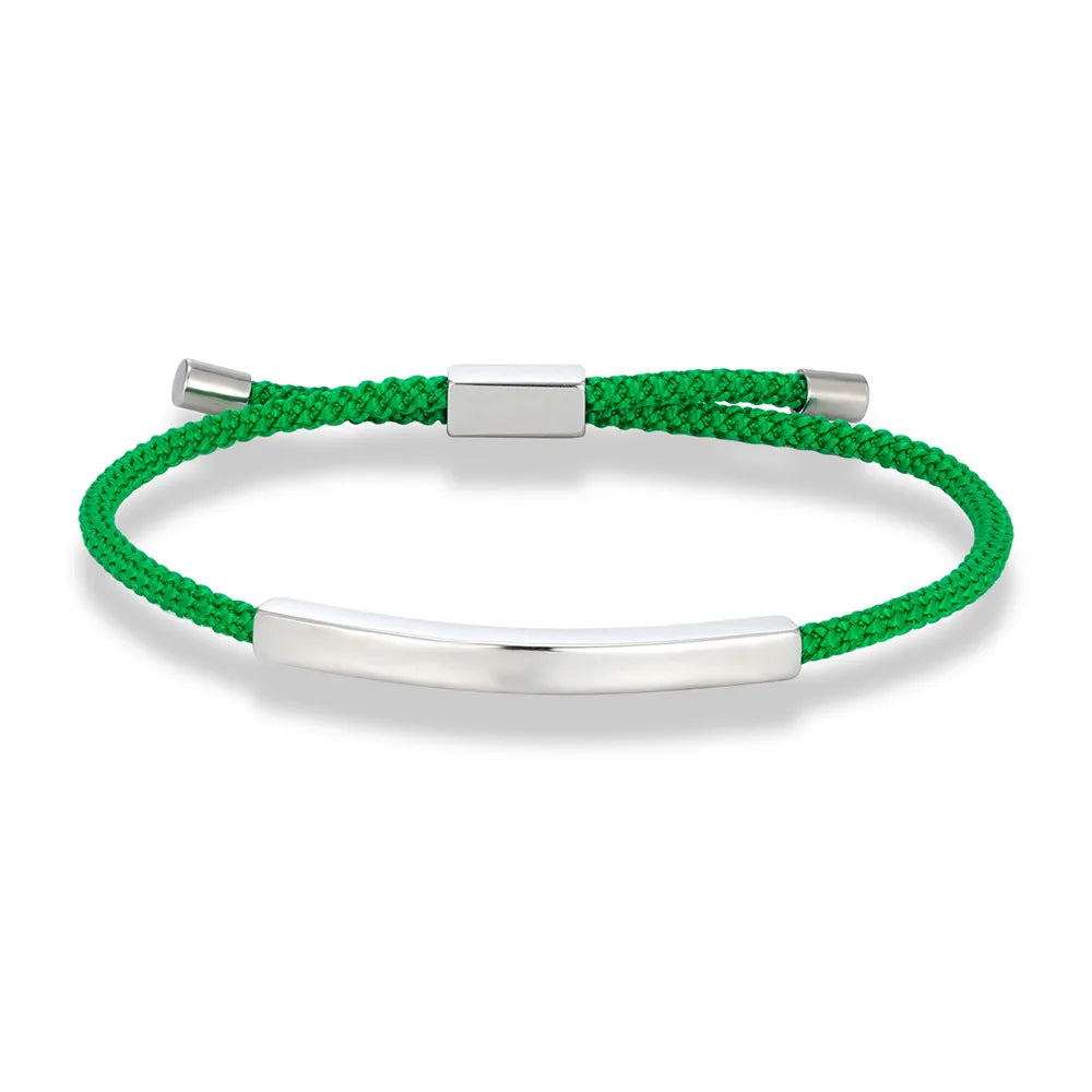 Men Women Punk SOS Custom logo Name Engrave Text Adjustable Thin Rope Bracelet customize Stainless Steel ID Bracelet