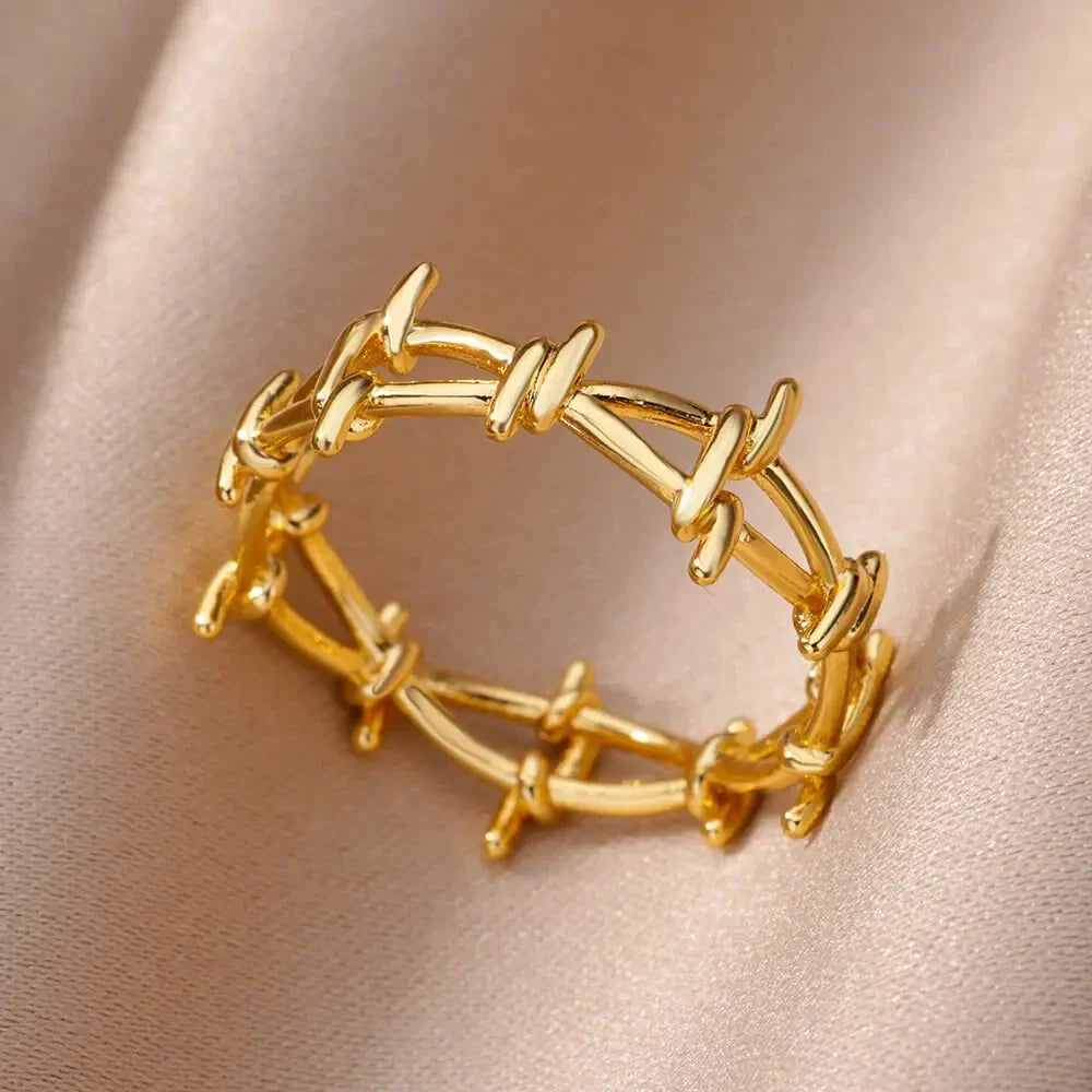 Stainless Steel Rose Flower Rings for Women Vintage Hollow Out Love Heart Finger Ring Aesthetic Jewelry Gifts anillos mujer