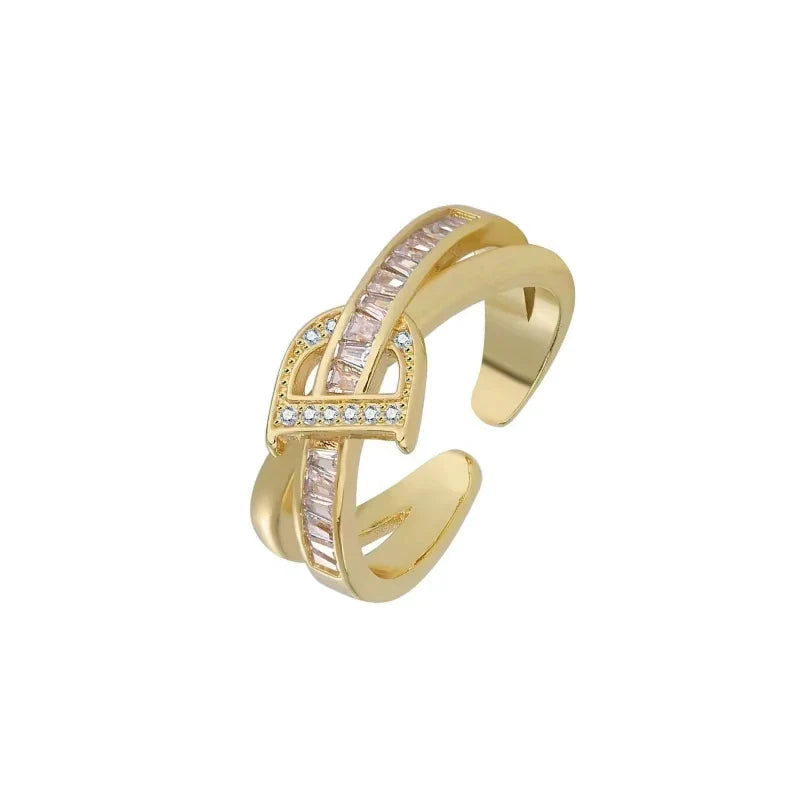 Korean Punk Cubic Zirconia adjustable ring for Women Office Party Friends Gifts Jewelry Accessories