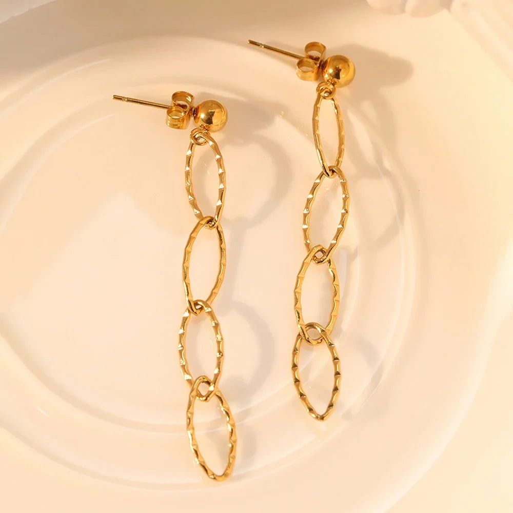 Stainless Steel Earrings Personality Irregular circle Long Fashion Simplicity High-end Sense Dangle Earrings For Women Jewelry