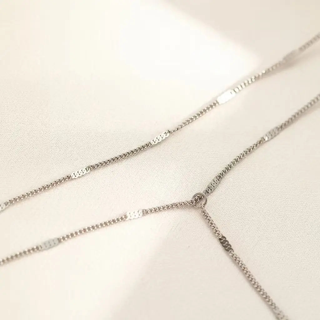 DOTIFI Stainless Steel Fashion Commuter Y-Shaped Fringe Necklace Minimalist Double-Layer Collarbone Chain Jewellery For Women