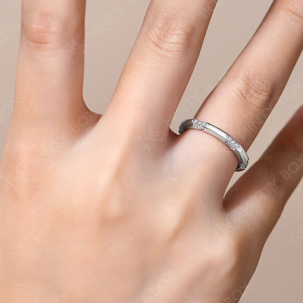 MINTYBOX S925 Silver Moissanite Wedding Band Ring for Women Lab Diamond Engagement Rings 18K Gold Plated Jewelry