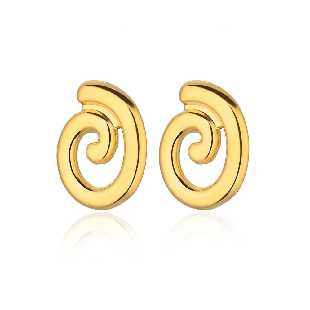 Temperament Square Texture Earring For Women Stainless Steel Gold Color Personality Trend Stud Earring Fashion Jewelry Exquisite