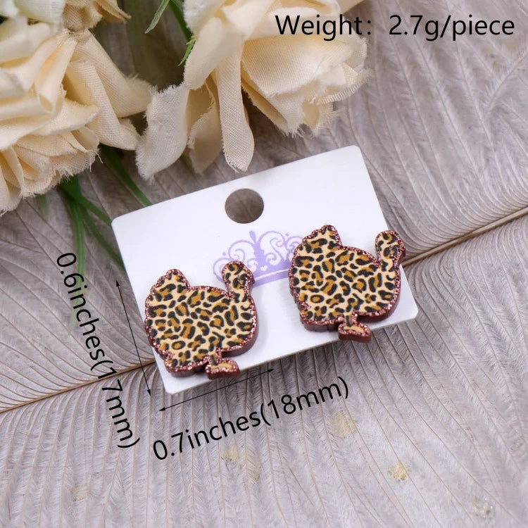 Custom Santa Hats Tree Mouse Head Turkey Glitter Acrylic Christmas Stud Earrings Stainless Steel Jewelry Wholesale