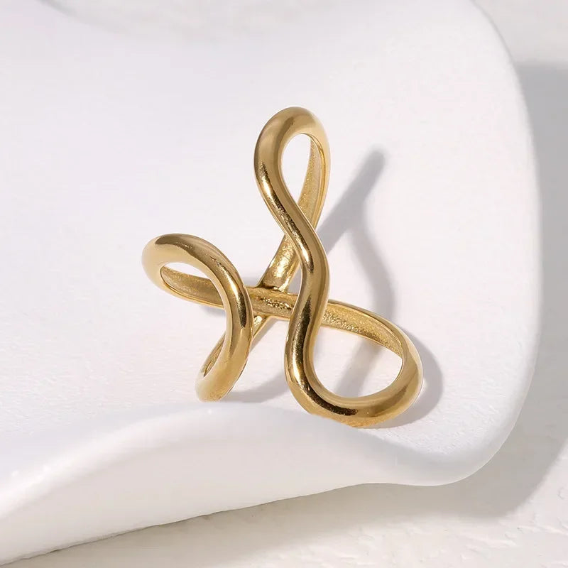 LATS Stainless Steel Gold Color Rings for Women Men 2024 Colorfast Popular Party Personalized Exaggerated Charms Jewelry Gifts