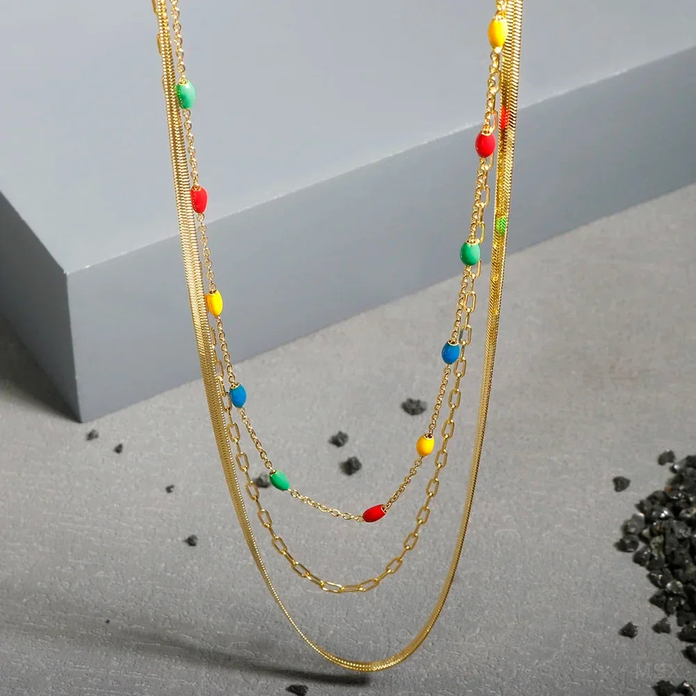 Stainless Steel Vintage Textured Delicate Necklace