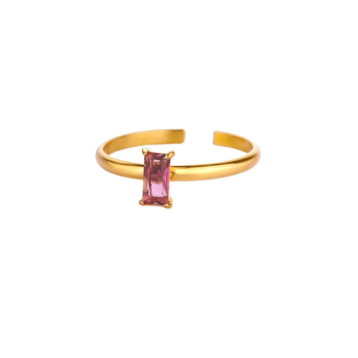 Stainless Steel Birthstone Rings For Women Gold Color Zircon Birthstone Opening Ring Minimalist Christmas Birthday Jewelry Gift