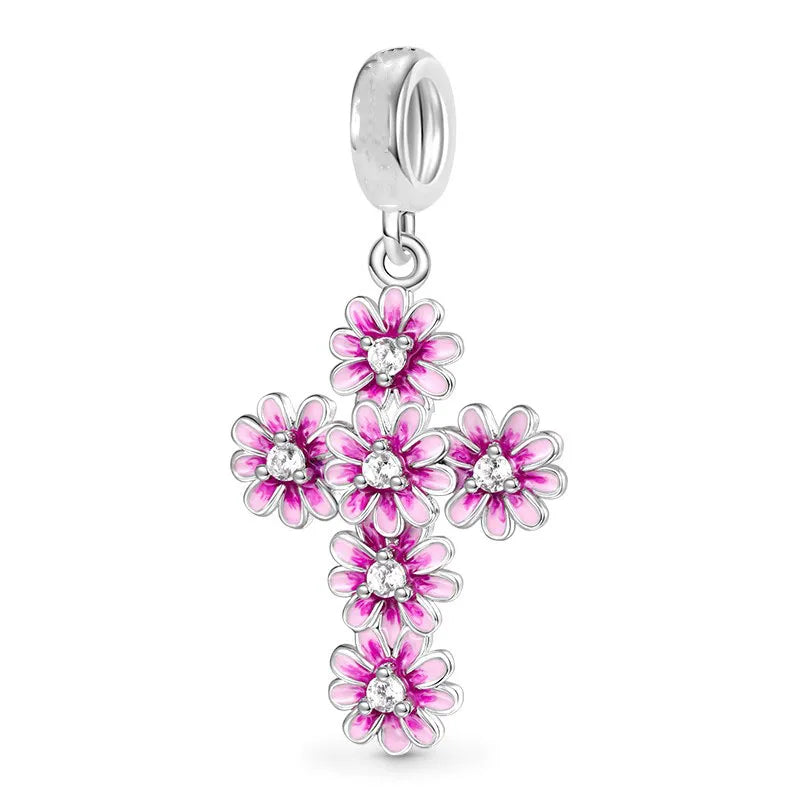 2026 925 Silver Flower, Butterfly, Highland Cow, Motorcycle Pendant Fit European Original Bracelet DIY Jewelry Exquisite Jewelry