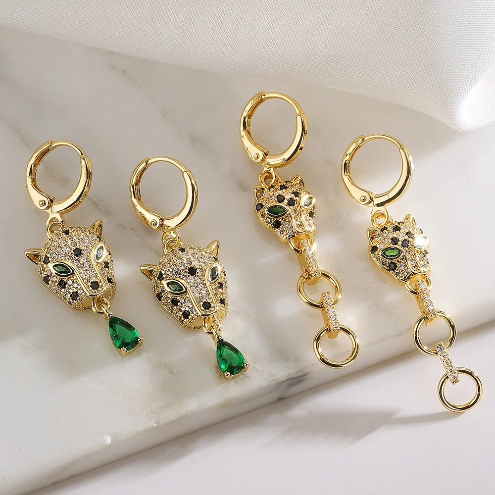 NEWBUY Fashion Gold Color Animal Dangle Earrings For Women Unique Design Leopard Earring Statement Female Party Jewelry