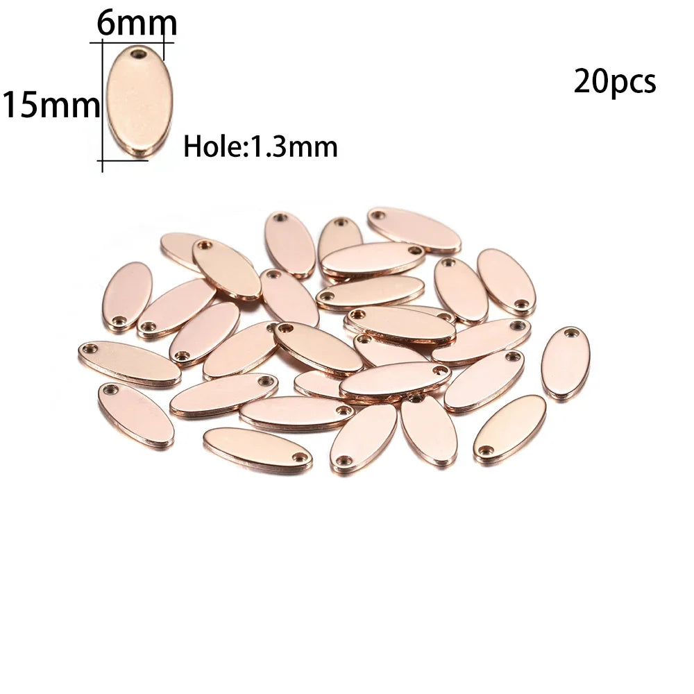 10-50Pcs Gold Stainless Steel Customized Dog Tag Heart-Shaped Oval Blanks Charm Pendant Charms For DIY Jewelry Making Supplies