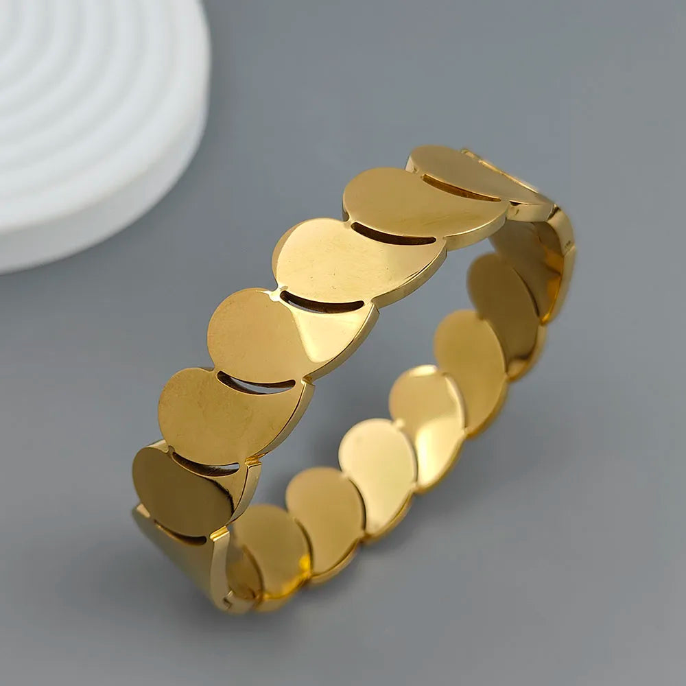 New water drop hollow stainless steel gold plated 18K bracelet, high quality waterproof silver jewelry, gift for couples