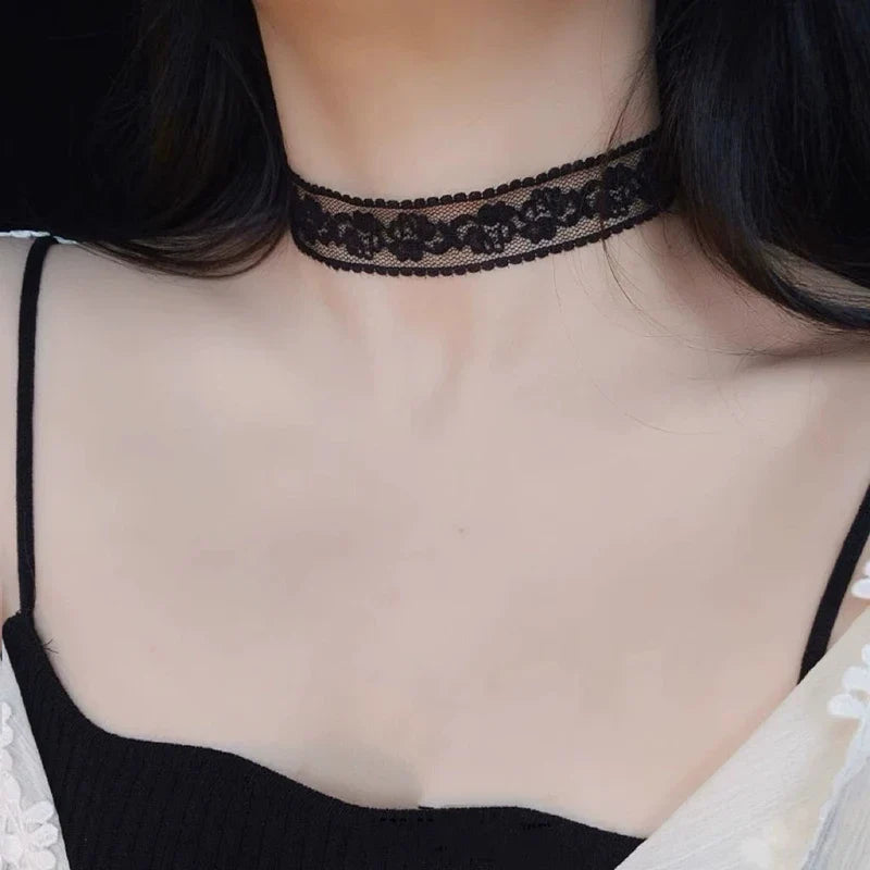 2026 New Black Sexy Lace Flower Necklace for Women Harajuku Gothic Short Choker Collar Necklace Party Female Neck Accessories ﻿