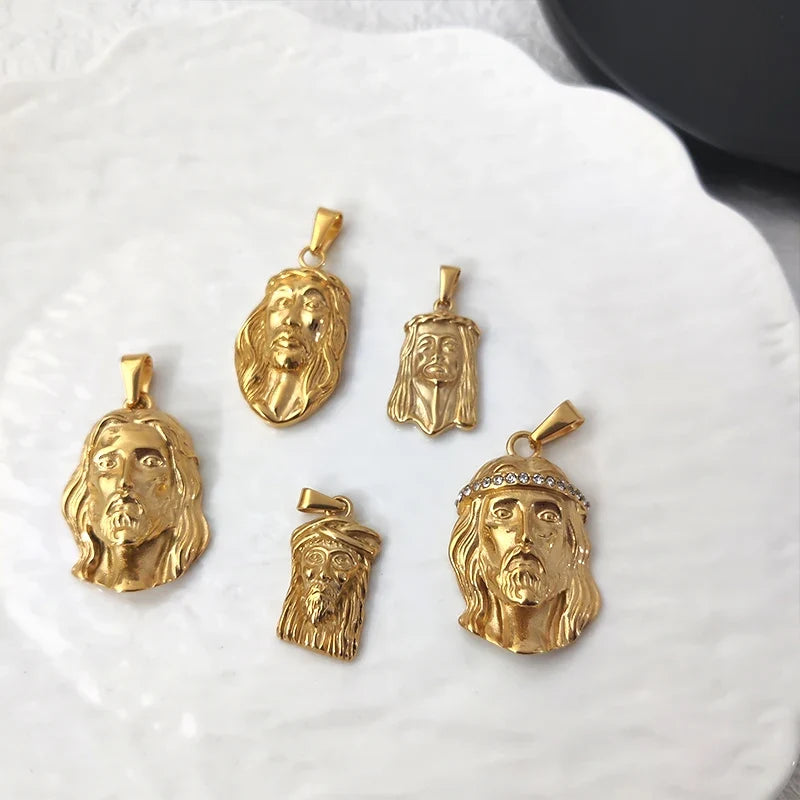 Hot Style Hip Hop 18K Gold Plated Stainless Steel Jesus Pendant for Women Men, Perfect for Daily Outfits & Concert Styles