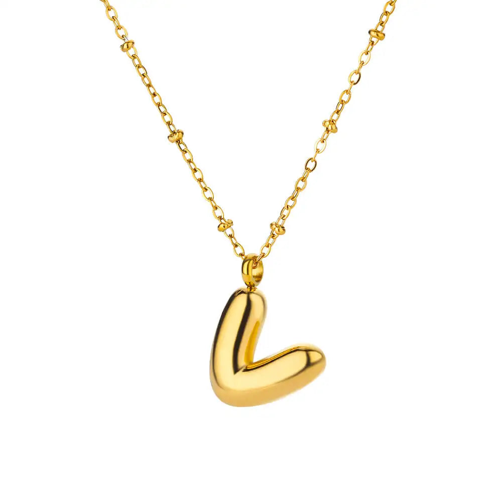 Vintage Initial Letter Necklaces For Women Stainless Steel Chain Collar Pendant Necklace 2024 New Wedding Couple Jewelry Gift