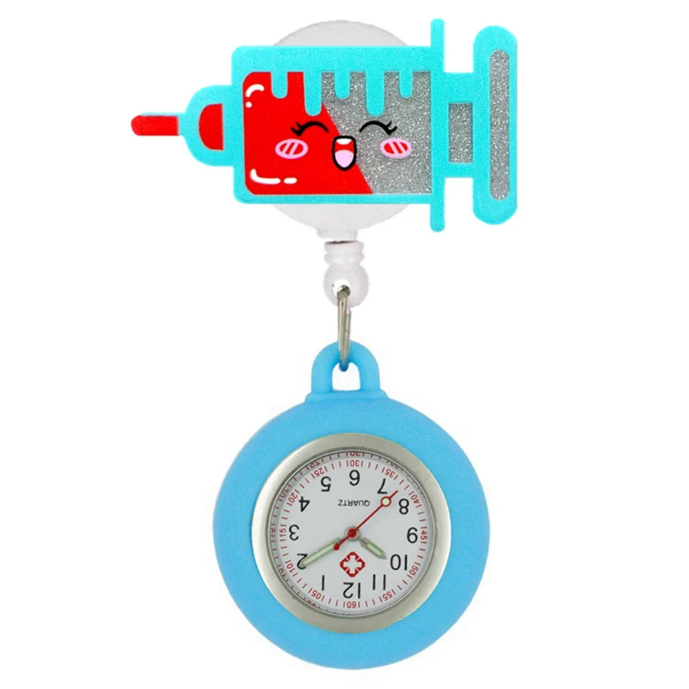 Hospital Health Care Shiny Heart Medical Icons Cartoon Lovely Nurse Doctor Clip Pocket Watches Hang Clock Gift Watch