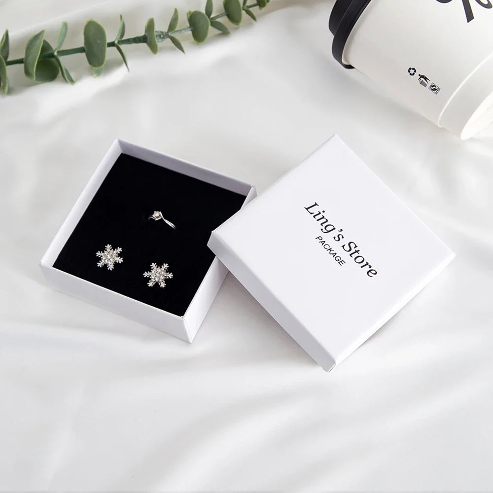 24Pcs Personalized Logo Jewelry Paper Gift Box Wedding Favors Ring Earring Necklace Pendant Bracelet Stud Bag Storage Packaging