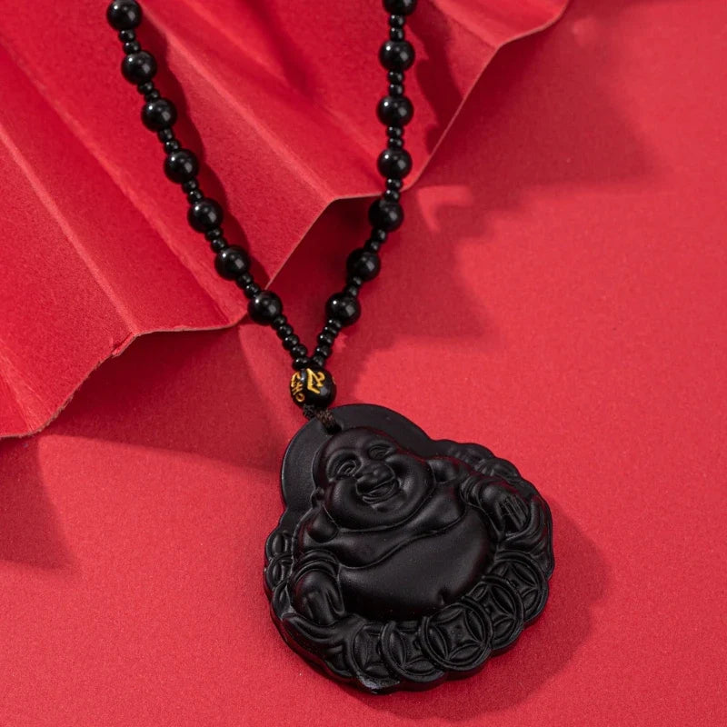 1Pcs Chinese Style Necklace Pendant Amulet Prayer Fortune Necklace Dragon Pixiu Happy Buddha Necklace Daily Jewelry