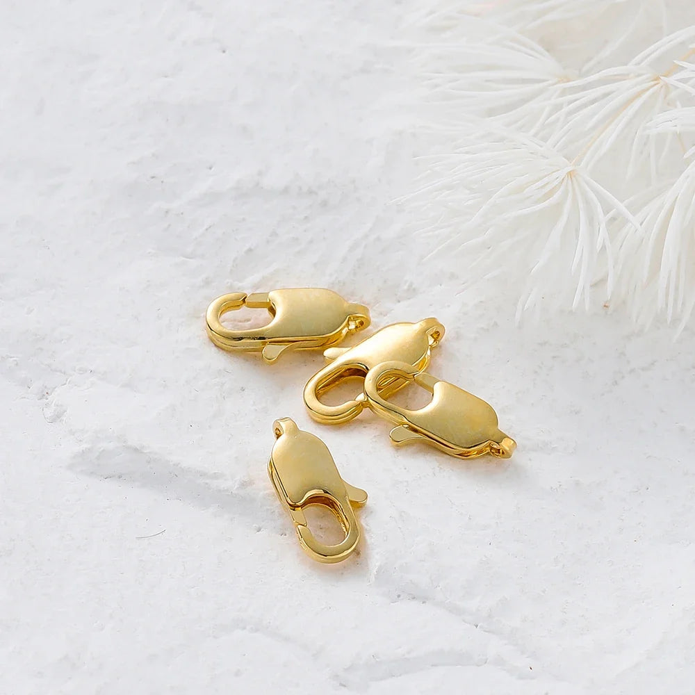 10pcs/lot 14K 18K Gold Plated Lobster Clasps Jump Rings End Chain Connector Hooks For DIY Necklace Bracelet Making Components