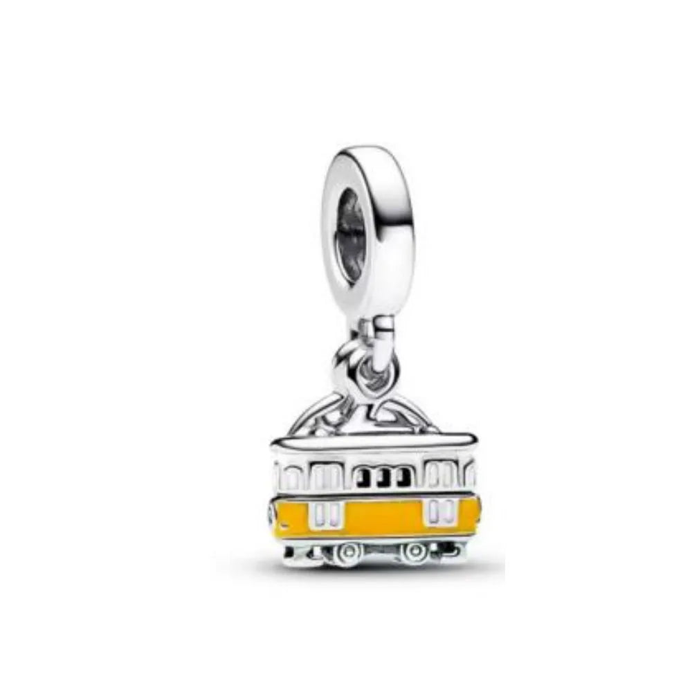 2026 New S925 Silver Hollow Elephant Monkey Car Pendant Fit Original Bracelet DIY Accessories Women's Charm Jewelry Gifts