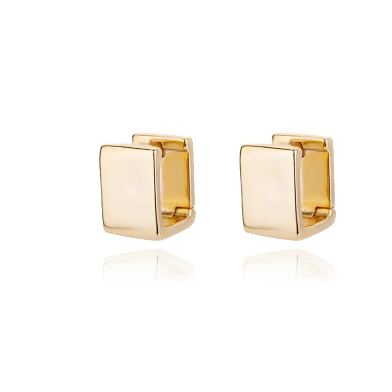 Temperament Square Texture Earring For Women Stainless Steel Gold Color Personality Trend Stud Earring Fashion Jewelry Exquisite