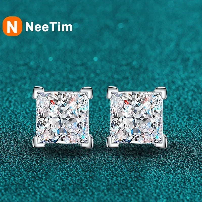 NeeTim 1ct D Color Moissanite Stud Earrings For Women Luxury Jewelry Original 925 Sterling Diamond Wedding Party Earring Gift