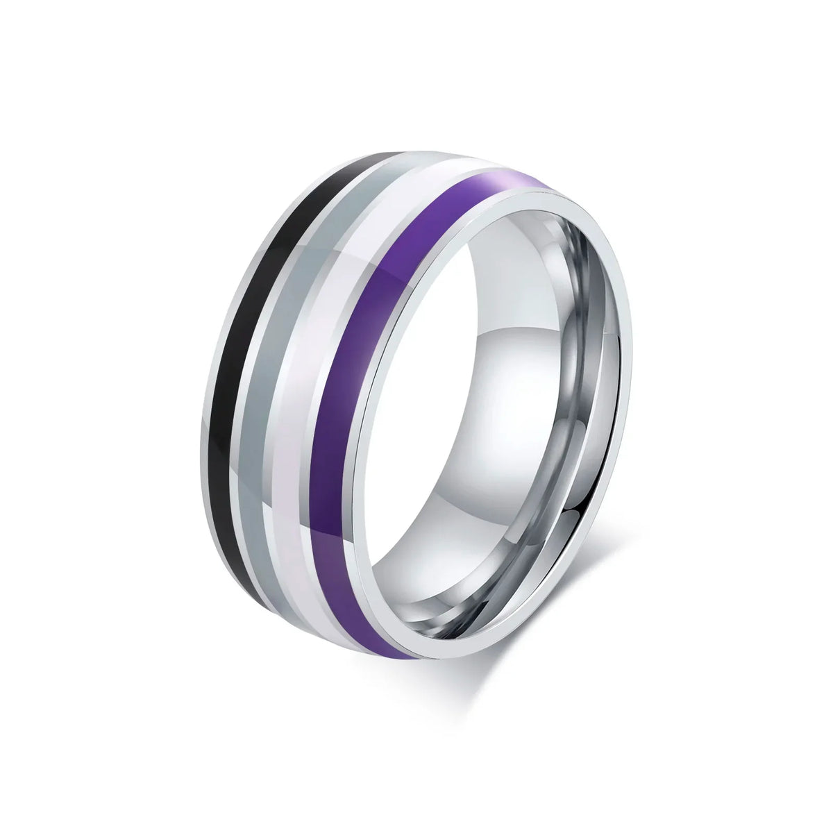 Stainless Steel Lesbian LGBT Ring for Women Couple , pride Love Promise Band Stripe Flag Color Engagement Rings