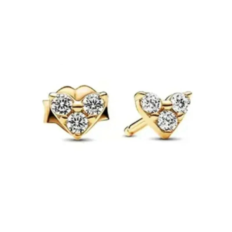 European New Cross Sunflower Gold Color Stud Earrings, Fit Women's Festival Exquisite Charm Jewelry Gifts  925 Silver