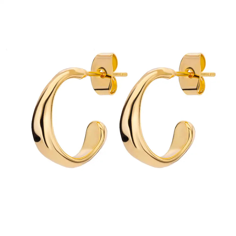 C-shaped Shell Earrings for Women Stainless Steel Waterdrop Teardrop Hoop Earring Fashion Piercing Ear Accessories Party Jewelry