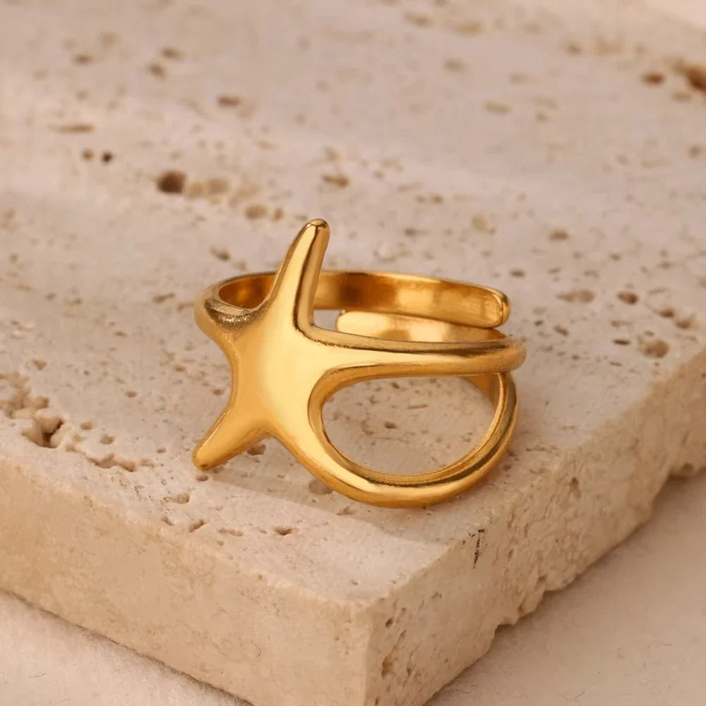 Stainless Steel Zircon Geometric Rings For Women Luxury Evil Eye Gold Color Adjustable Trendy Wedding Aesthetic Jewerly Gift