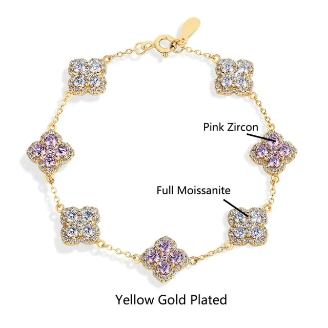 MINTYBOX S925 Sterling Silver Full Moissanite Bracelets D VVS1 Lab Diamond for Women 18k Gold Plated Engagement Jewelry Gift