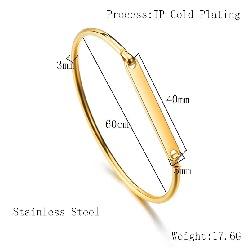 Afirstee Stainless Steel Engrave Name Bracelet For Women Custom Gold Color Date Letter Bracelets Jewelry Gift