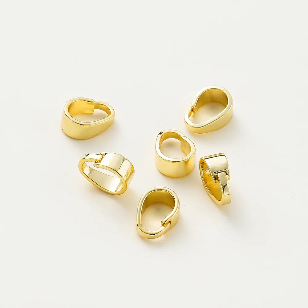 20pcs/lot 14K 18K Gold Color Pendant Pinch Bail Clips Melon Seeds Charm Clasps Connector Bulk For DIY Nacklace Making Findings