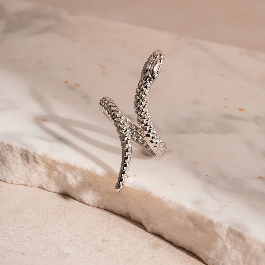 2025 New Arrival Snake Shaped Cuff Bracelet Ring Set for Women Exaggerated Metal Unique Design Bracelet Fashion Jewelry Set