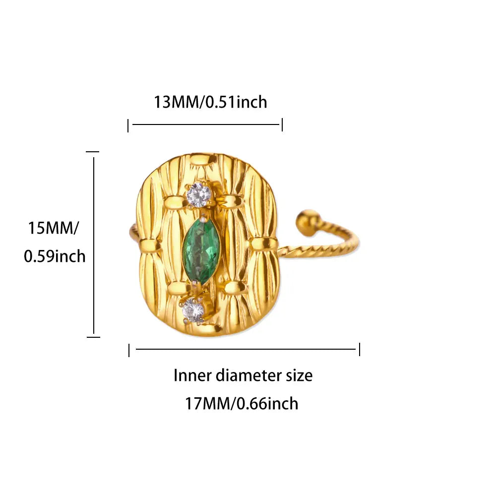 Zircon Geometric Rings For Women Stainless Steel Gold Color Open Adjustable Ring 2025 New Fashion Wedding Couple Jewelry Gift