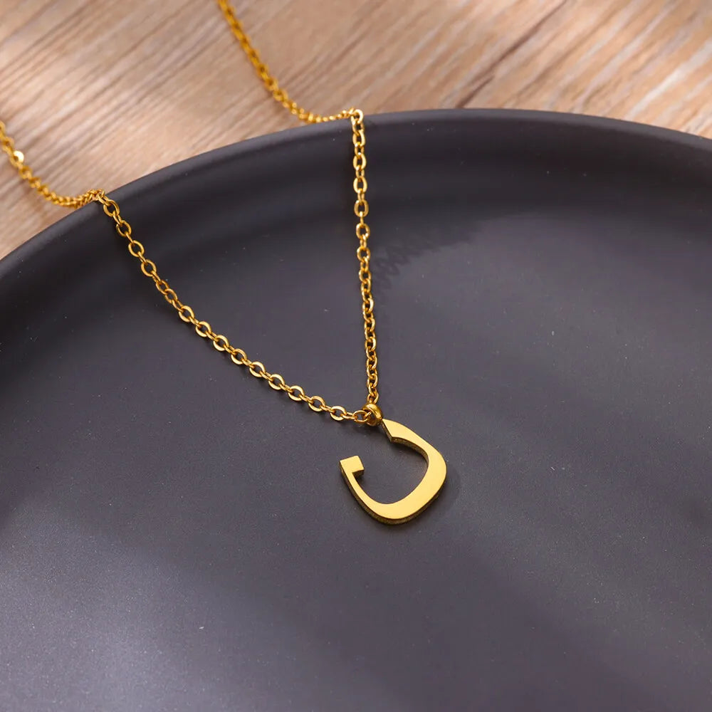Arabic Letter Name Necklaces For Women Stainless Steel Alphabet Pendant Chain Choker Collar Femme Wedding Aesthetic Jewelry Bff