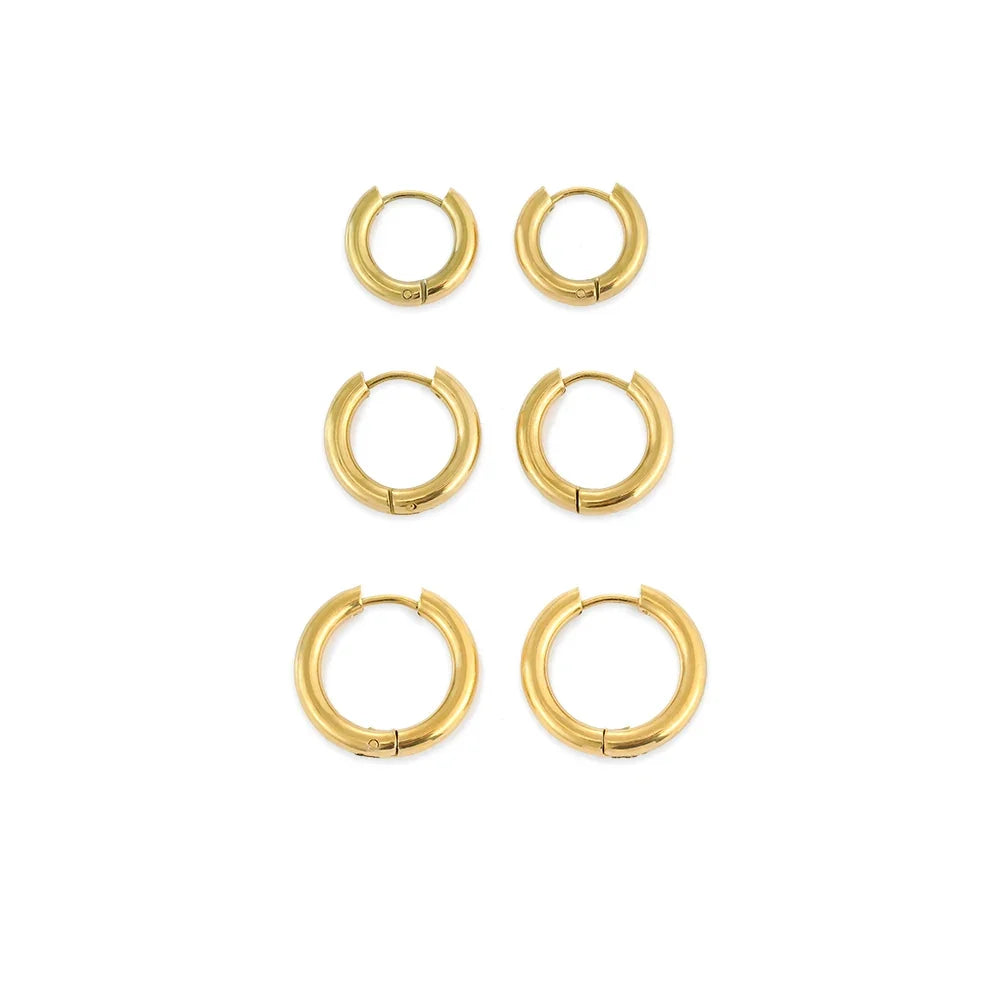 Minimalist Stainless Steel Round Earrings for Women Trendy Geometric Drop Statement Earrings Party Fashion Jewelry Gift