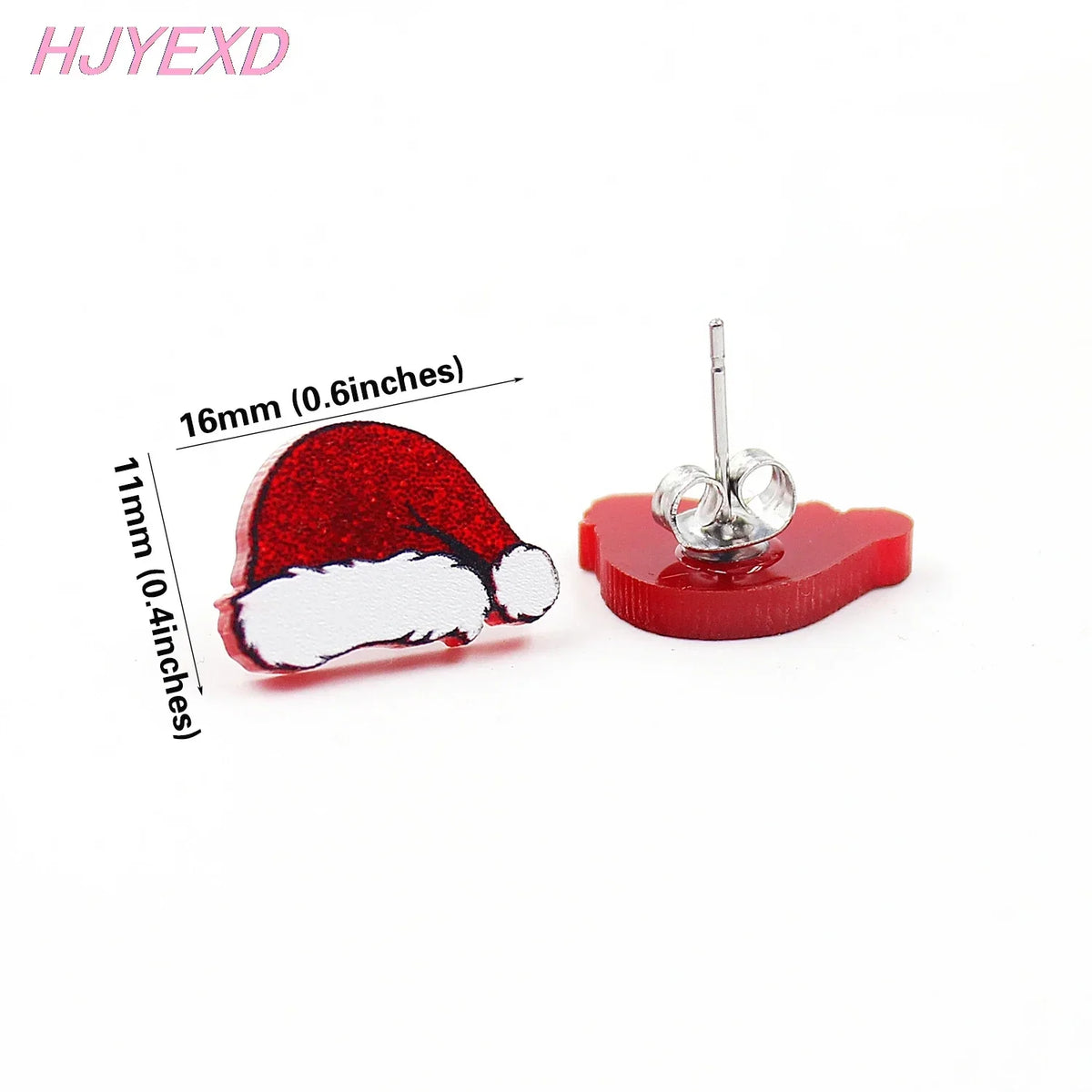 Custom Santa Hats Tree Mouse Head Turkey Glitter Acrylic Christmas Stud Earrings Stainless Steel Jewelry Wholesale