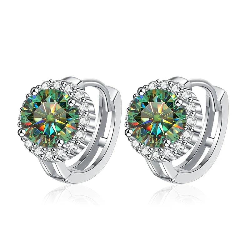 NeeTim 0.5ct 1ct Pink Moissanite Earrings Women S925 Silver Black Blue Green Grey Rainbow Lab Diamond Wedding Studs Earring