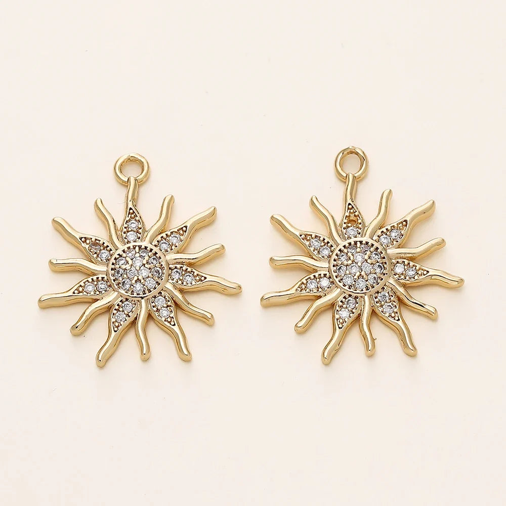 2/4Pcs 18K Gold Color Plated Various Leaves Charms Pendants with Zircon for DIY Necklace Jewelry Making Supplies Accessories